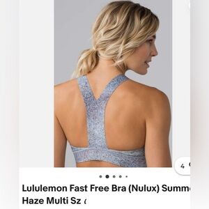 lululemon athletica Fast and Free Sports Bra in Blue and Gray